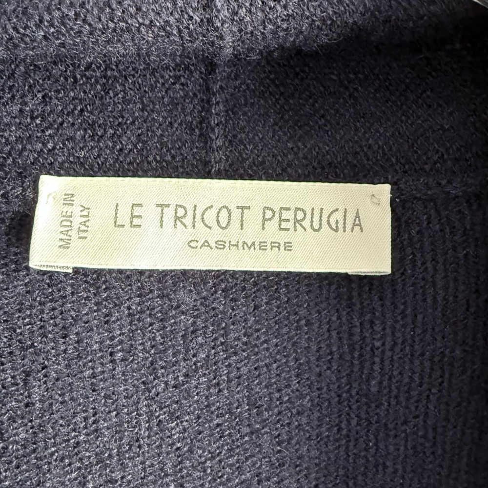 LE TRICOT PERUGIA 100% Cashmere Color Block Open Front Cardigan S Quiet Luxury - Picture 8 of 14